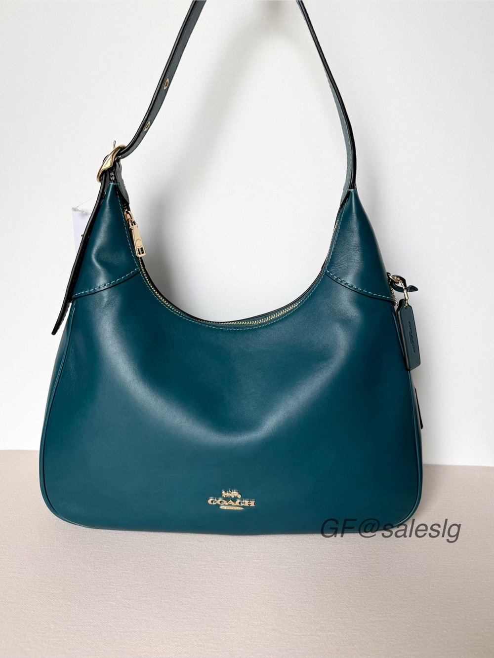 NWT Coach Ella Shoulder & Crossbody bag Teal Blue/Gold Large Hobo CCE48